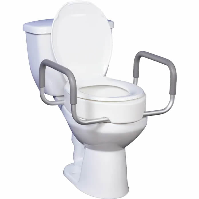 Drive Medical Elevated Raised Toilet Seat with Removable Padded Arms